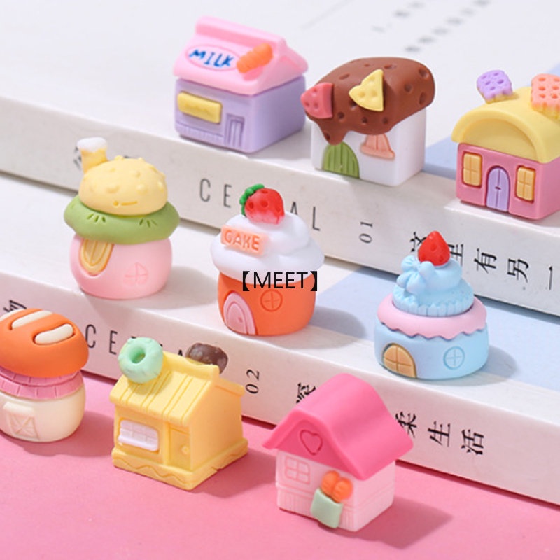 【MEET】 1pc 3D Chocolate Biscuit Cake House Handmade DIY Cream Keo Phụ kiện búp bê trang trí tiểu cảnh