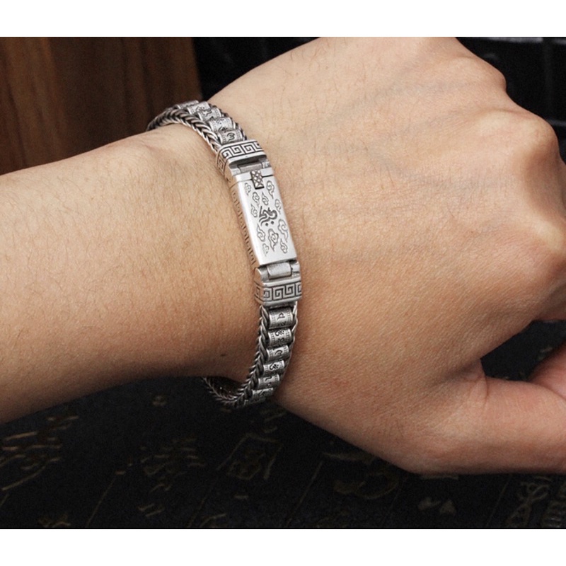 Lắc tay Bạc nam Lục Tự Bình An Bạc Thái 925 VHMART041