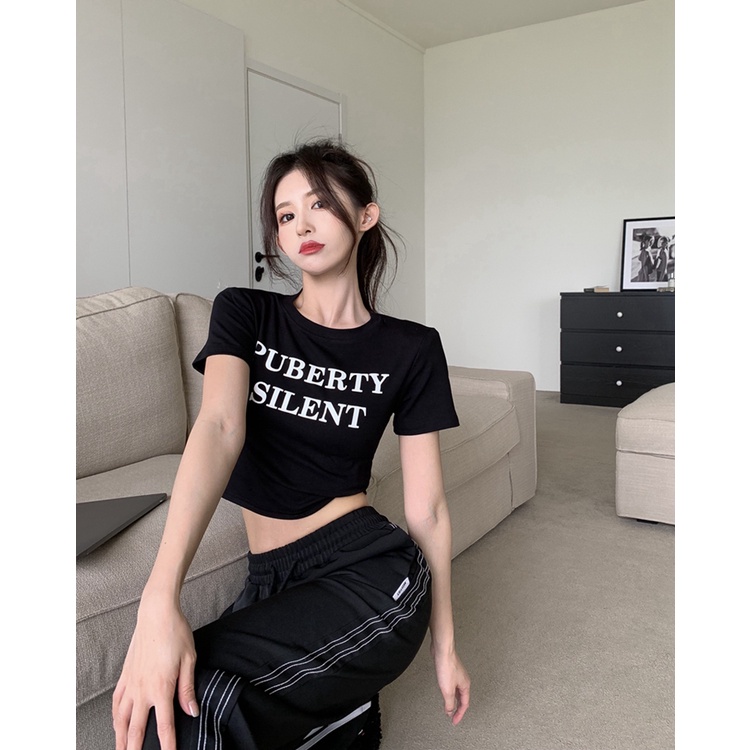 Nrvp [Hàng Có Sẵn] Áo Thun Cotton Tay Ngắn Dáng Ôm In Hình Đồ Họa Độc Đáo Thời Trang Đường Phố Hàn Quốc Dành Cho Bạn Nữ