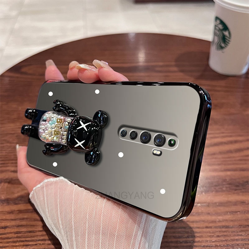 ốp lưng oppo reno2 f reno 2f reno 2 Ốp Điện Thoại TPU Trong Suốt Mạ Điện Có Giá Đỡ Hình Gấu Cho oppo reno2 f reno 2f reno 2