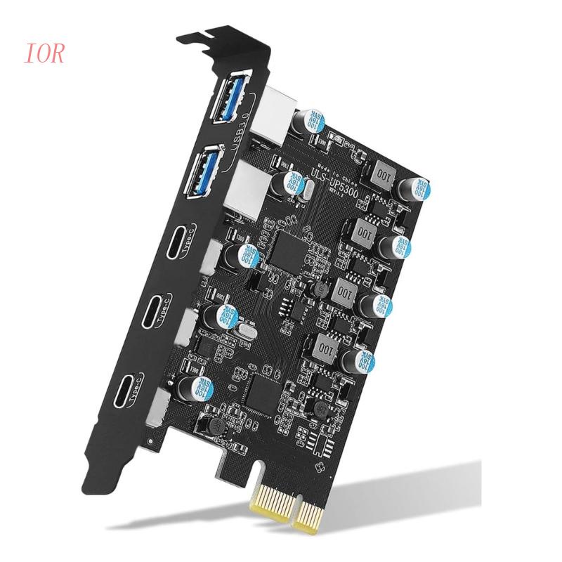 Thẻ Mở Rộng IOR 5 Cổng USB 3.0 PCIE Cho Máy Tính Để Bàn w / 3 Type-C + 2 USB Type A