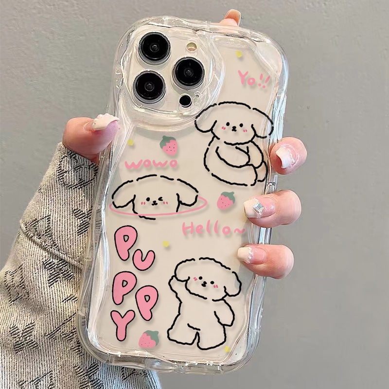 ✅Ốp Điện Thoại Mềm Trong Suốt Chống Sốc In Hình Cún Và Dâu Tây Cho iPhone14 / 13promax 12 / 11 7 / 8p xsxr