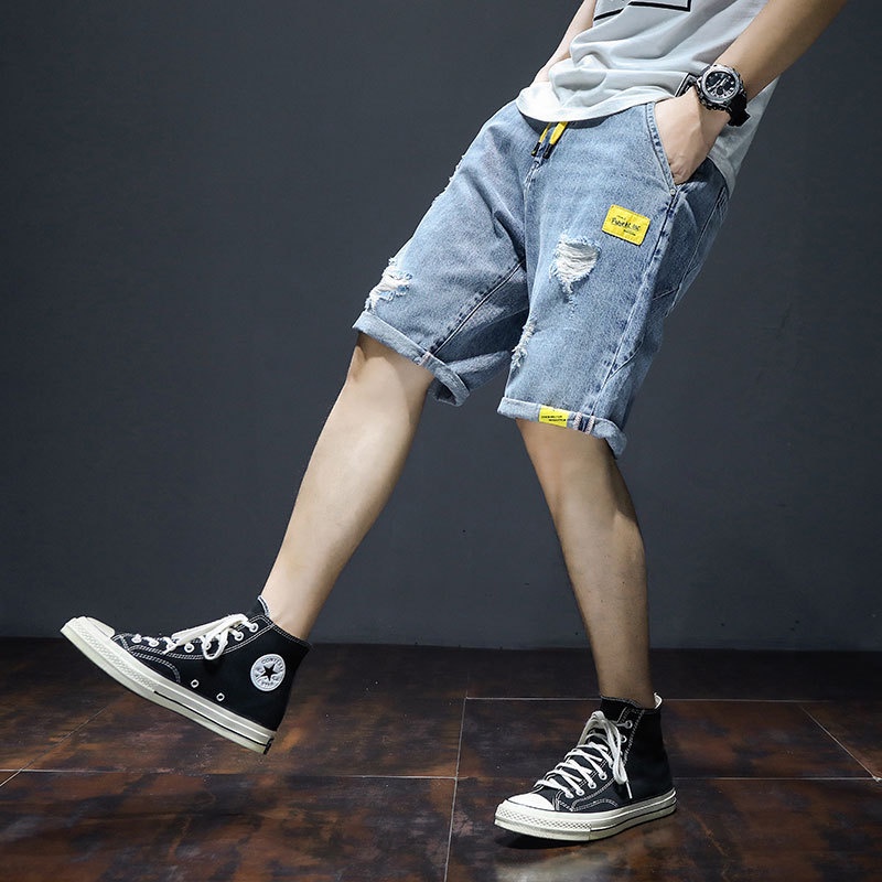 Quần Short denim Dáng Rộng Thời Trang Phong Cách Hàn Quốc Cho Nam
