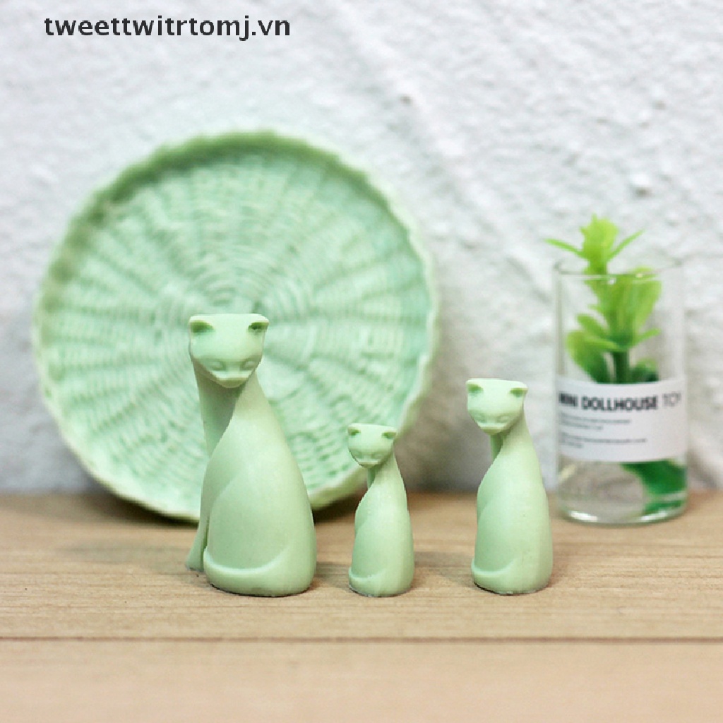 Set 3 Mô Hình Mèo Bằng Nhựa Resin Trang Trí Nhà Búp Bê