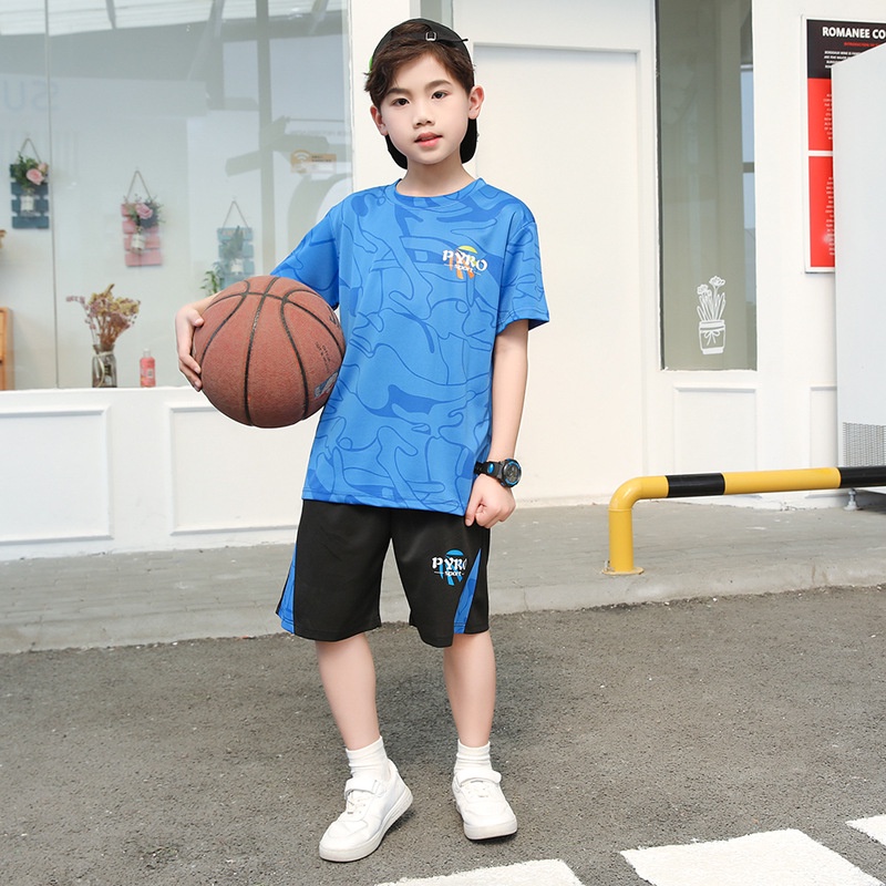 【YAOEENH】Bộ Đồng Phục Bóng Rổ Áo Tay Ngắn Phối Quần Short Cỡ Lớn 100-170cm Thoáng Khí Thời Trang Cho Bé