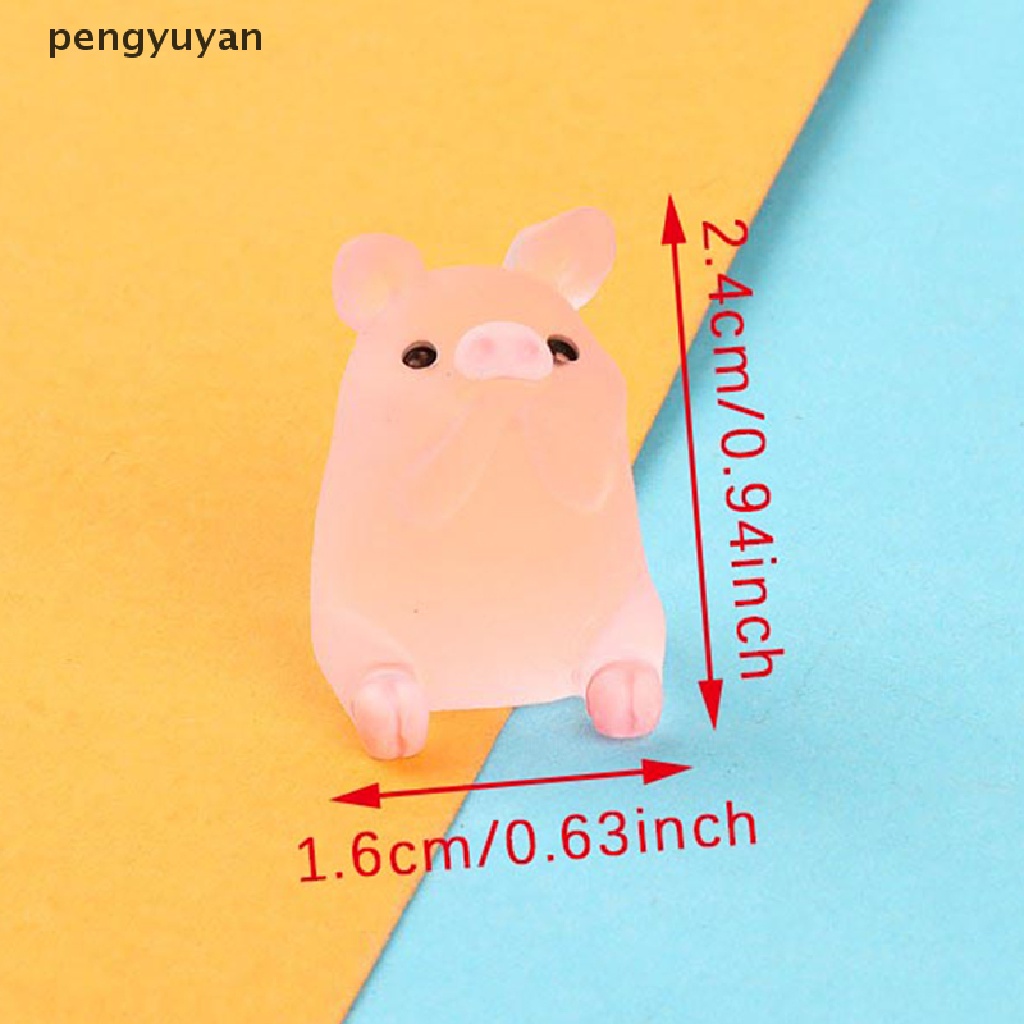 Bộ 6 Tượng Heo Bằng Nhựa Resin Dạ Quang Dễ Thương Trang Trí Sân Vườn / Nhà Cửa