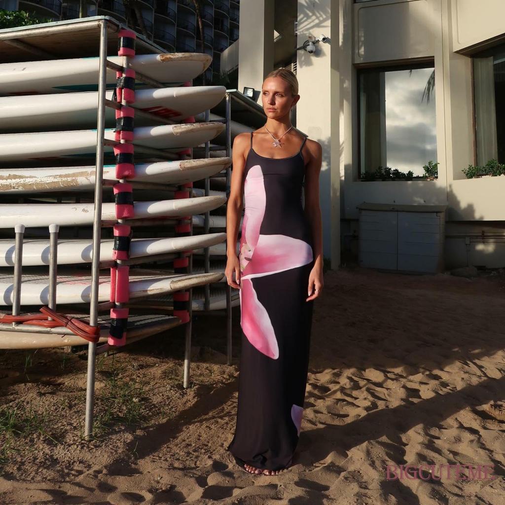 Đầm Hai Dây Mùa Hè Dáng Dài In Họa Tiết Hoa Cho Nữ