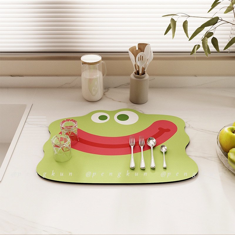 Thảm Lót Sàn Mềm Thấm Hút Nước Nhanh Khô Họa Tiết Biểu Tượng Cảm Xúc Vui Nhộn Cho Nhà Bếp