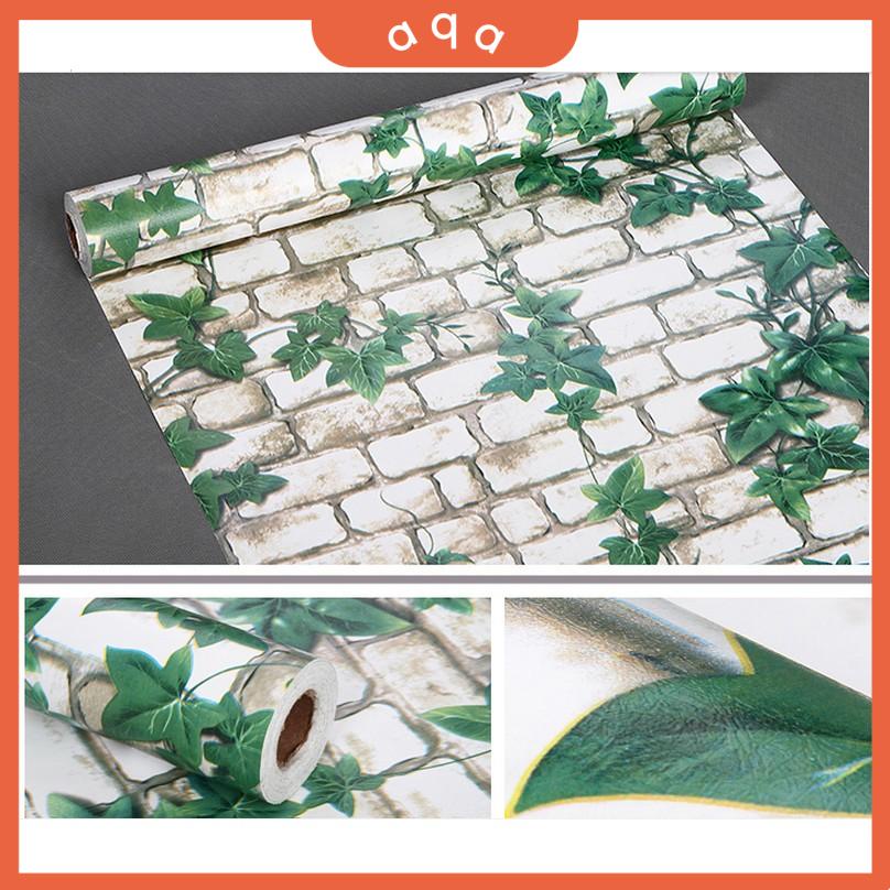 Decal giấy dán tường đá dây leo xanh-aqa