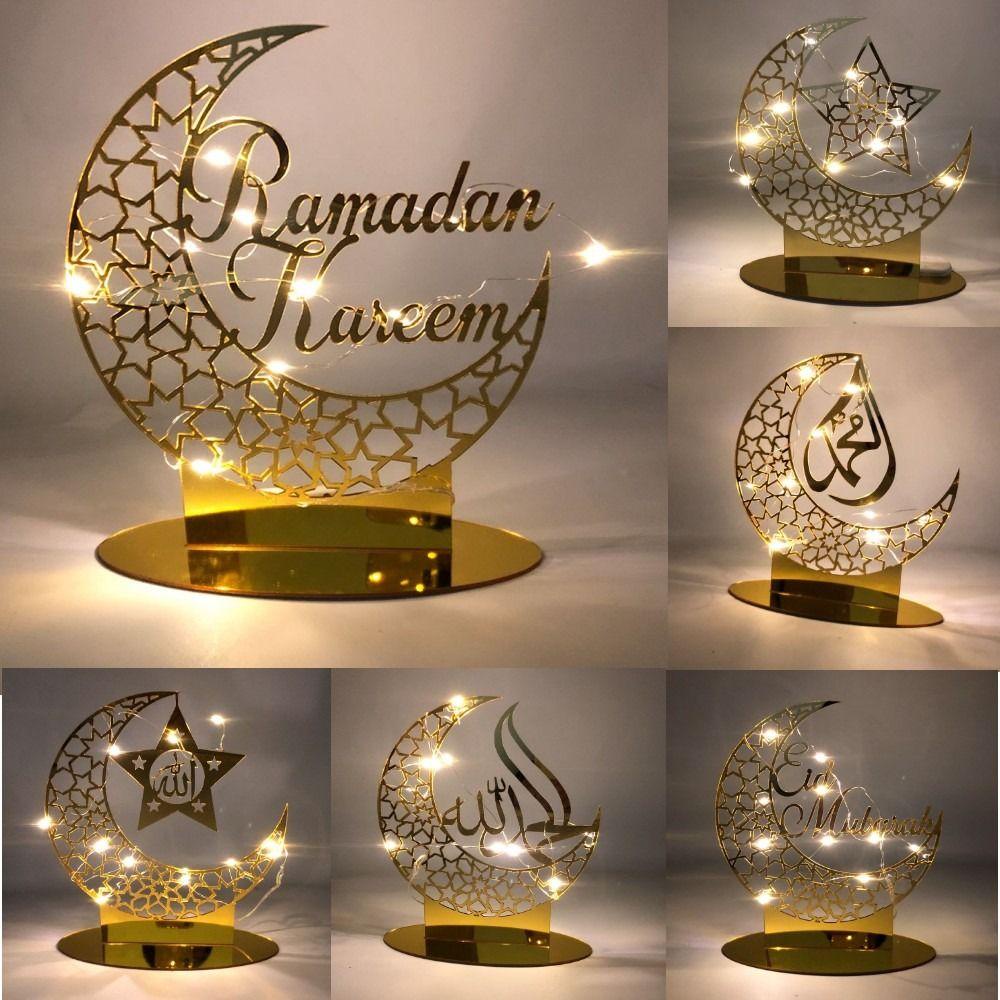 YANN1 Đèn LED Để Bàn Trang Trí Bằng Acrylic Hình Eid Mubarak