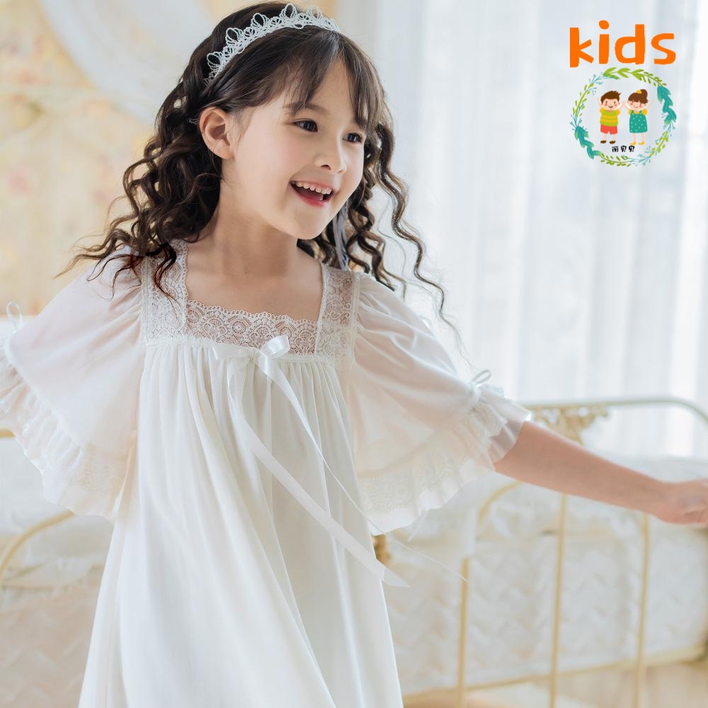 Đầm Ngủ Ngắn Tay Phong Cách Công Chúa Thời Trang Mùa Hè Mới Cho Bé Gái 3-5 - 8-10 - 12-13 Tuổi