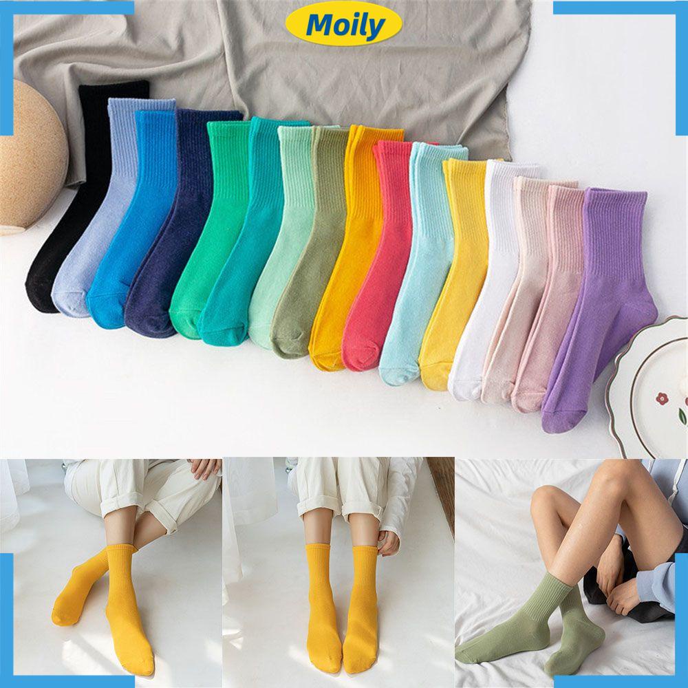 Vớ cotton thể thao thoáng khí thoải mái nhiều màu sắc phong cách harajuku cho nữ