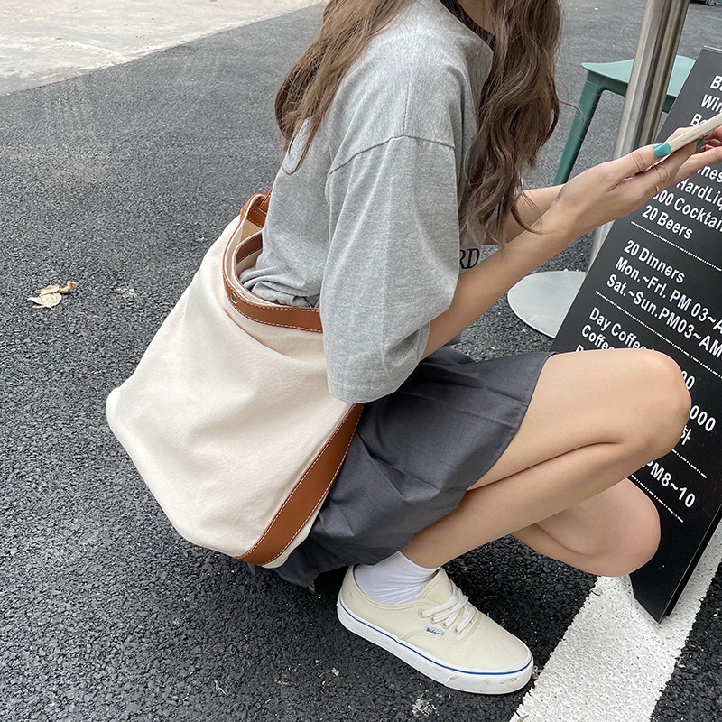 Túi Xách Mua Sắm Cỡ Lớn Thiết Kế Đơn Giản Thời Trang Xu Hướng Nhật Hàn Cho Nữ