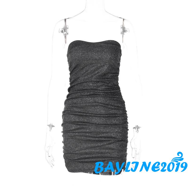 Đầm Ngắn Hai Dây Hở Lưng Dáng Ôm Đính Kim Sa Lấp Lánh Dành Cho Bạn Nữ Mặc Vào Mùa Hè