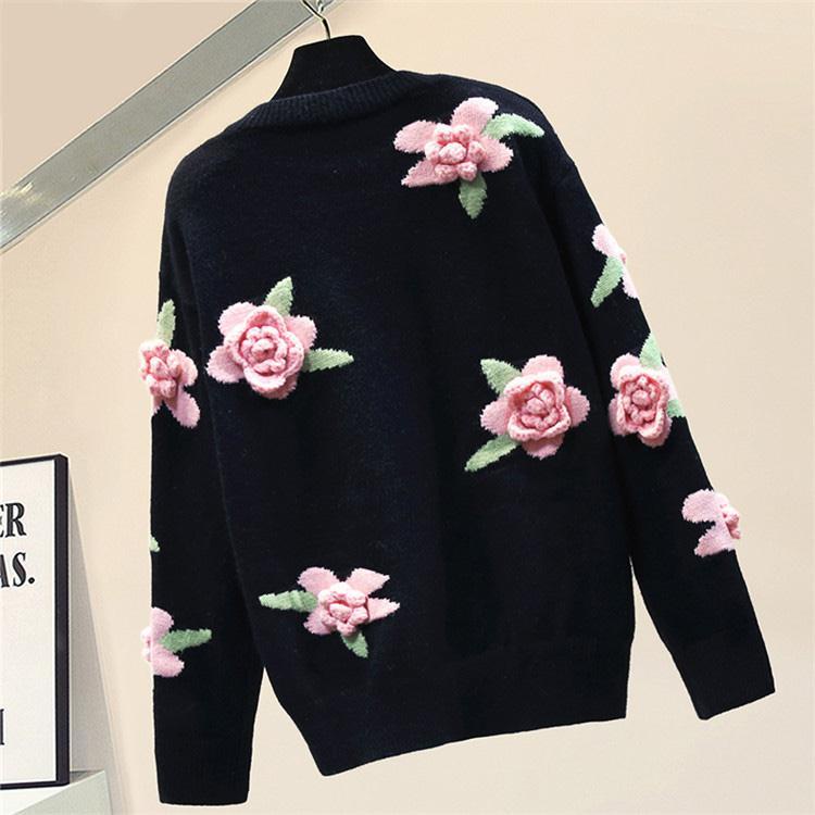 Áo Sweater Cổ Tròn Dáng Rộng In Họa Tiết Hoa Thời Trang Cho Nữ