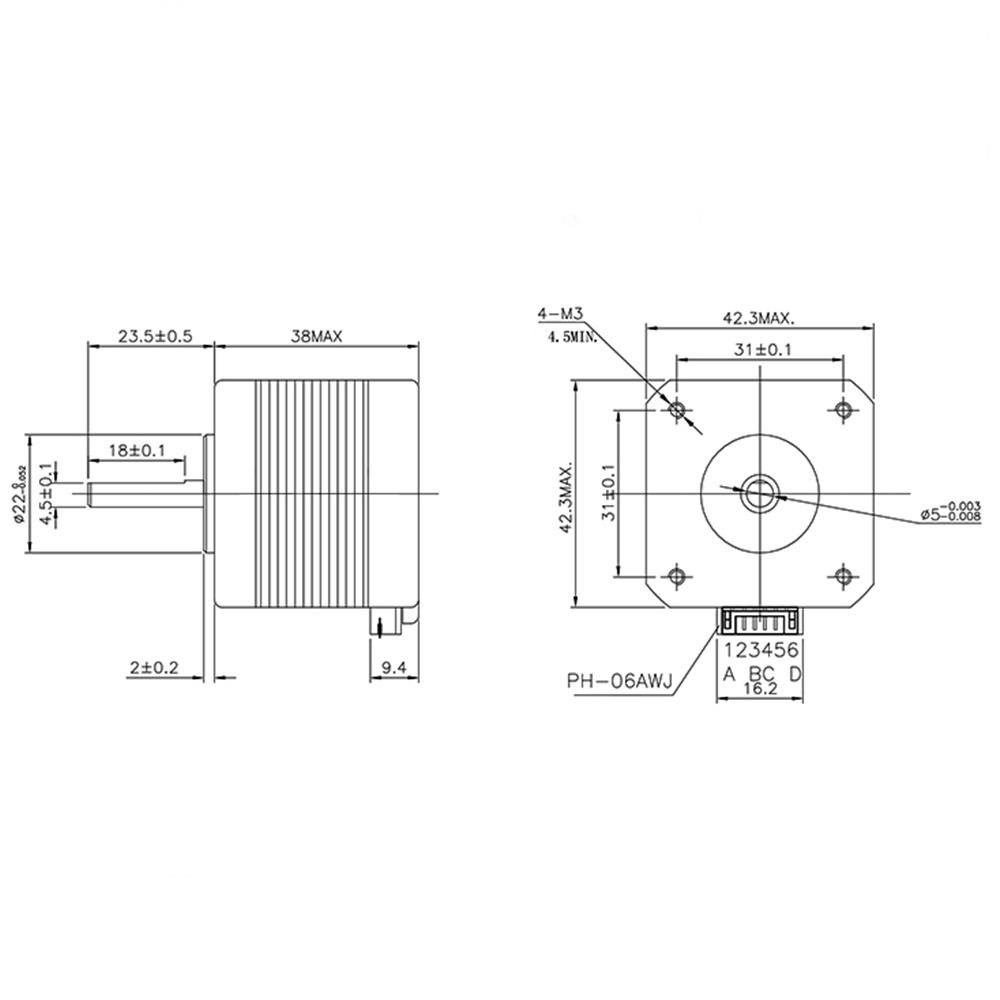 1cái 40mm Nema17 Động cơ bước 42 động cơ Nema 17 động cơ 42BYGH 1.7A  động cơ 4 đầu cho máy in 3D