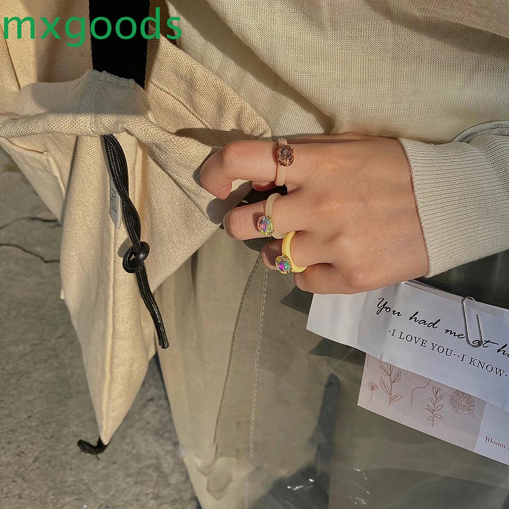 Nhẫn Đính Đá Resin Nhiều Màu Phong Cách Cổ Điển Sáng Tạo Cho Nữ