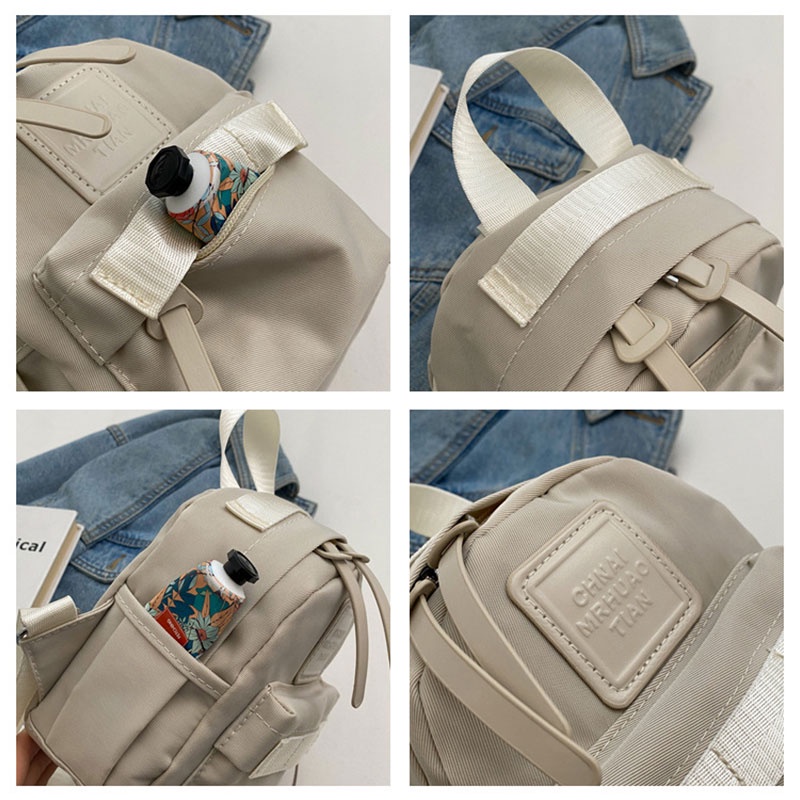 MISCHA Ba Lô Da PU Màu Trơn Thời Trang Cho Học Sinh