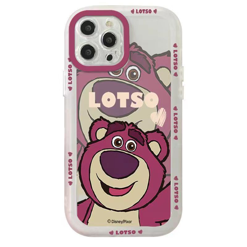 ✅Ốp Điện Thoại Trong Suốt Họa Tiết Gấu Và Dâu Tây Cho iPhone 14 / 13pro 12promax 7Plus 7Plus A0J5