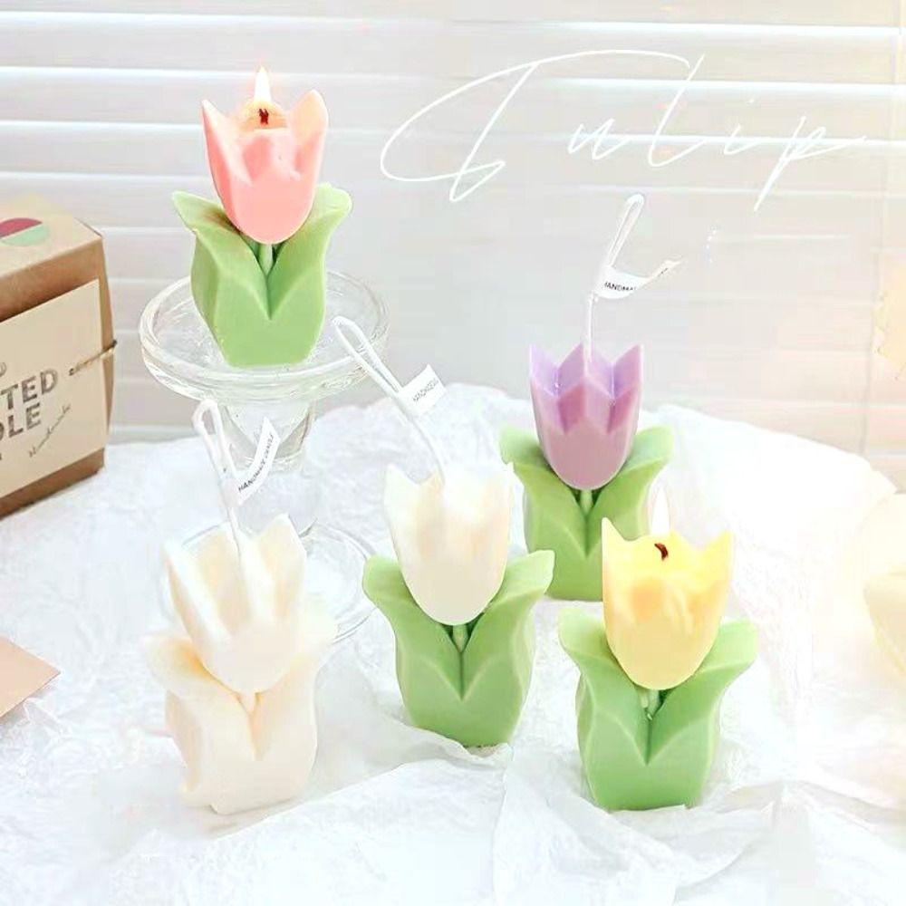 Khuôn Silicone Làm Nến Xà Phòng Hình Hoa Tulip 3D DIY