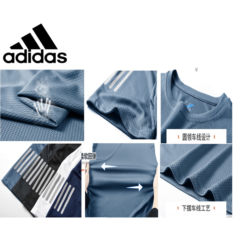 Adidas Áo Thun Thể Thao Ngắn Tay Thoáng Khí Chất Lượng Dành Cho Nam / Size m-5xl