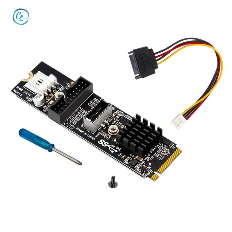 Thẻ Mở Rộng Chuyển Đổi Giao Diện M.2 Pcie Sang USB3.0 Type-E & C + 19 / 20P M.2 Mkey Sang Pcie 5Gbps VL805