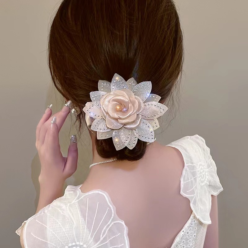 Dây Cột Tóc Cao Su Đính Hoa Đơn Giản Cho Nữ