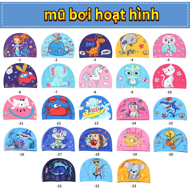 Mũ Bơi Che Tai Nhanh Khô In Hoạt Hình Đáng Yêu Dành Cho Trẻ