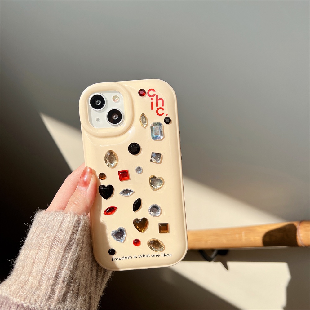 Ốp Điện Thoại TPU Silicon Mềm Chống Sốc Chống Rơi Đính Đá Kiểu Retro Đơn Giản Cho iphone 14 13 12 11 Pro Max