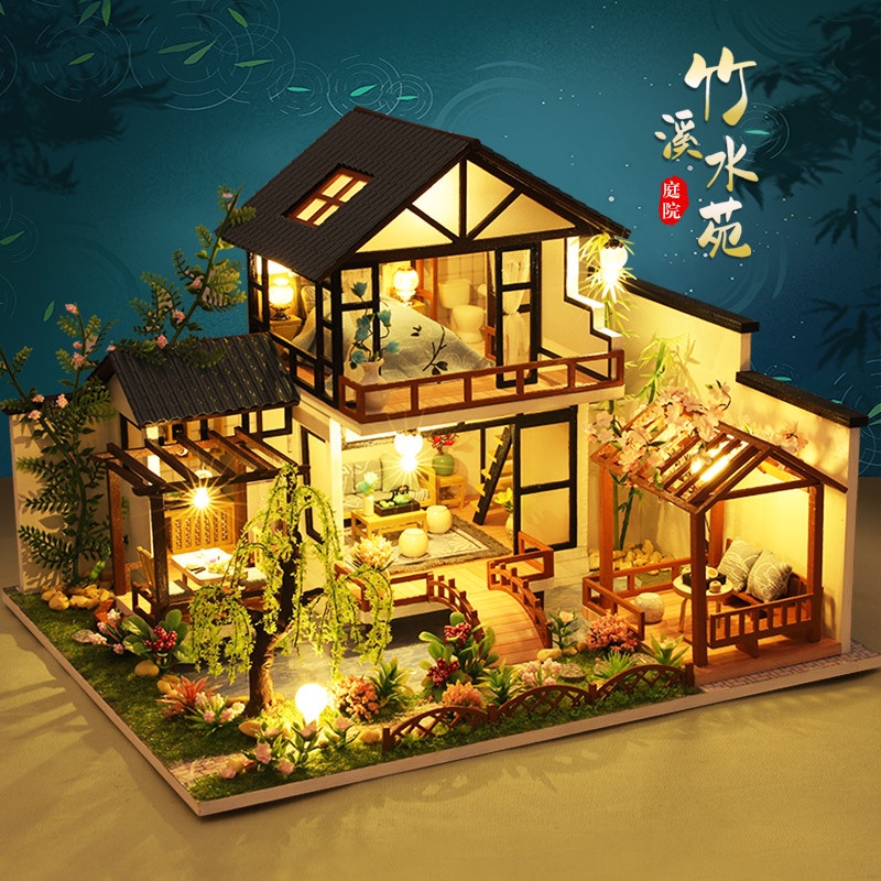 (Hàng Có Sẵn) Mô Hình Biệt Thự Hut Zhuxi Shuiyuan Bằng Gỗ Phong Thủy Trung Hoa Sáng Tạo Làm Quà Tặng