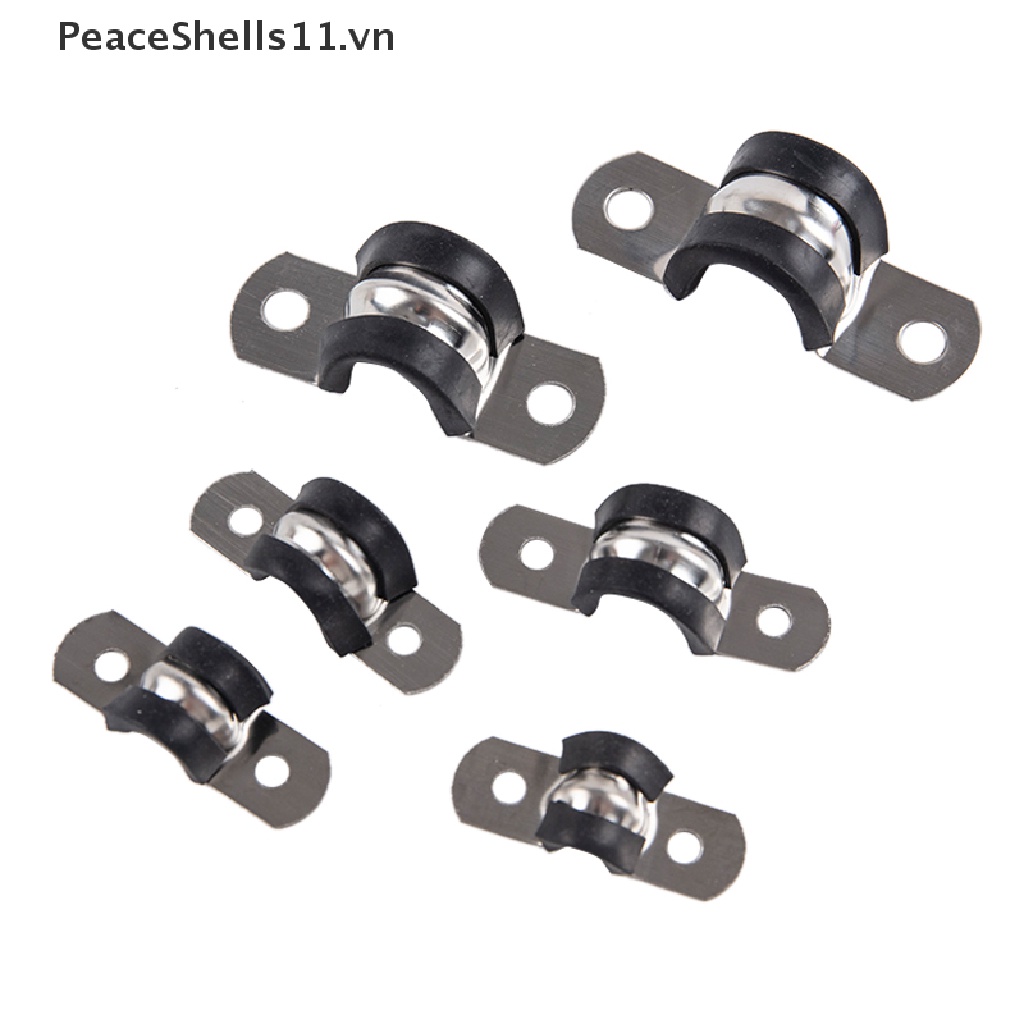 Set 10 Kẹp Ống Bằng Thép Không Gỉ 304 Cao Cấp Kèm Đệm Cao Su Và Giá Đỡ
