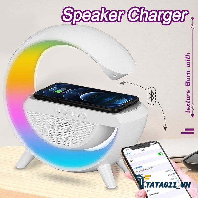 Bộ Sạc Không Dây Đa Năng Đồng Hồ Báo Thức Loa Điều Khiển Bằng Ứng Dụng Đèn Ngủ Rgb Trạm Sạc Đèn Thu Âm VN1