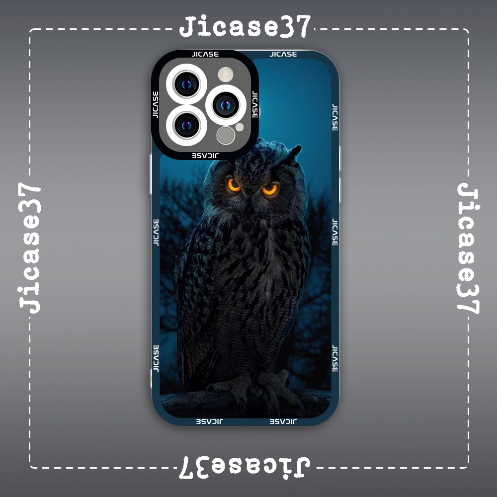 Ốp lưng iphone cạnh vuông Jicase Con Cú Aesthetic Owl Digital Art