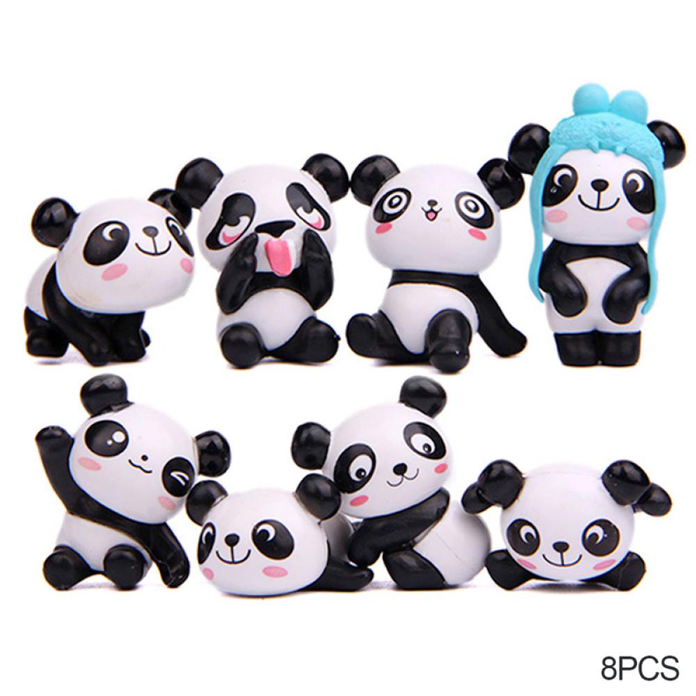 Set 8 Chú Gấu Trúc Hoạt Hình Dễ Thương Trang Trí Bảng Điều Khiển Xe Hơi S2Z5 DIY