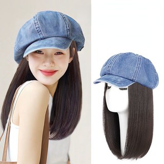 Bộ tóc giả dài kiểu cao bồi kèm mũ đội có thể tháo rời thời trang dành cho nữ