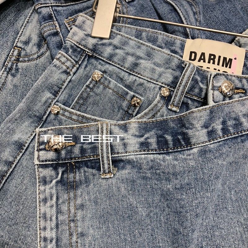 Quần Short Jean Chữ A Lưng Cao Màu Xanh Dương Theo Phong Cách Mới