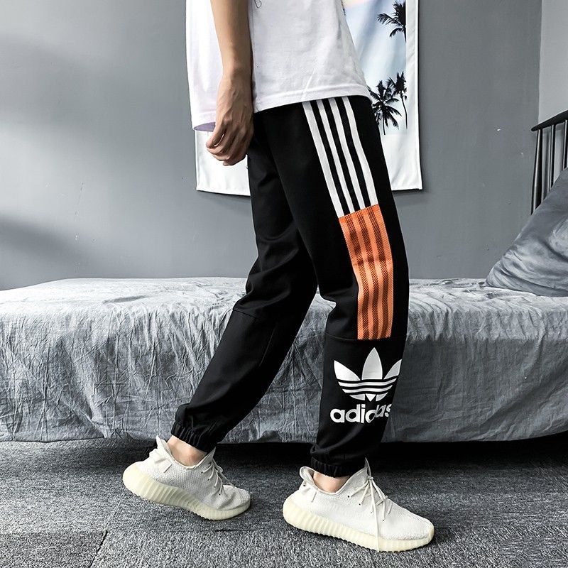 Quần Thể Thao Adidas 100% Cotton Kẻ Sọc Thêu Logo Thời Trang Cho Nam