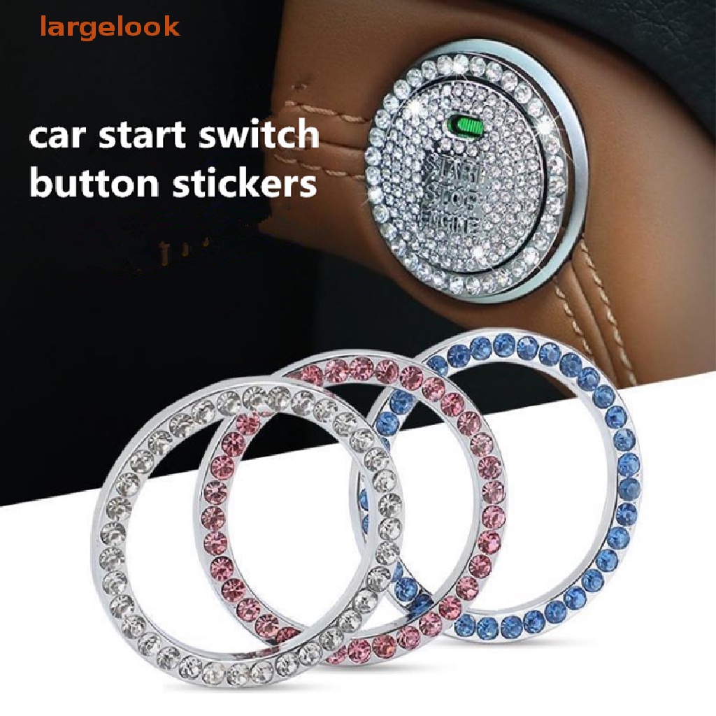 Set 2 Miếng Dán Trang Trí Công Tắc Khởi Động Xe Hơi Đính Đá Giả Kim Cương