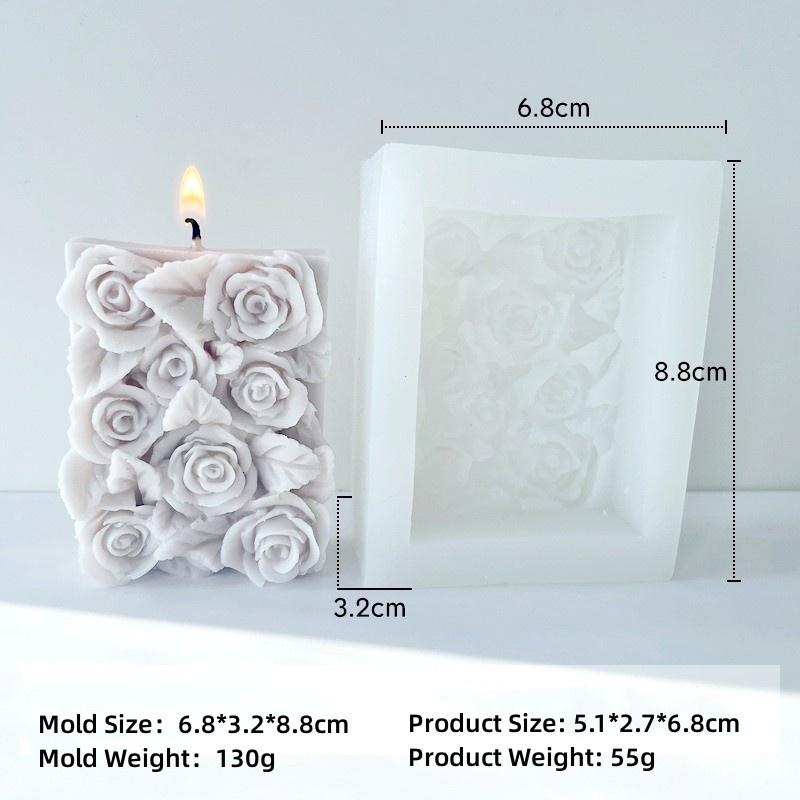 Khuôn Silicone Làm Nến Xà Phòng Hình Hoa Hồng Sáng Tạo DIY