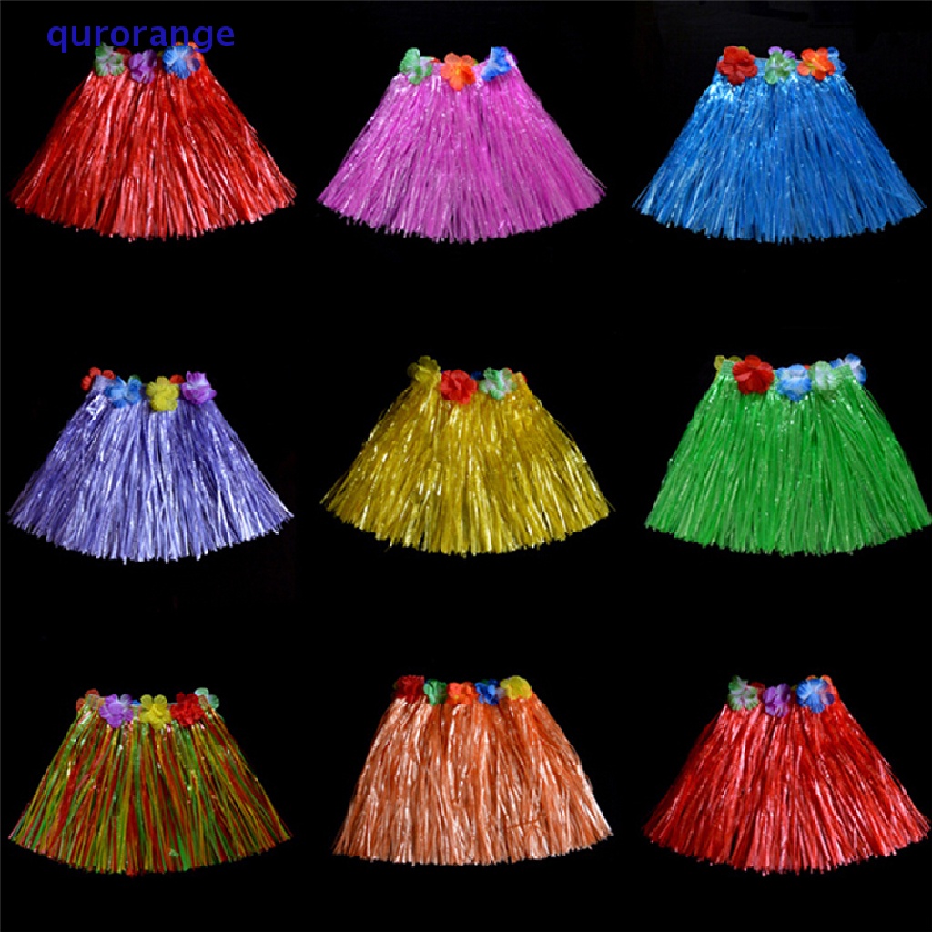 Qurorange 30cm Bộ Vòng Hoa Và Chân Váy Tua Rua Phong Cách Hawaii Cho Bé