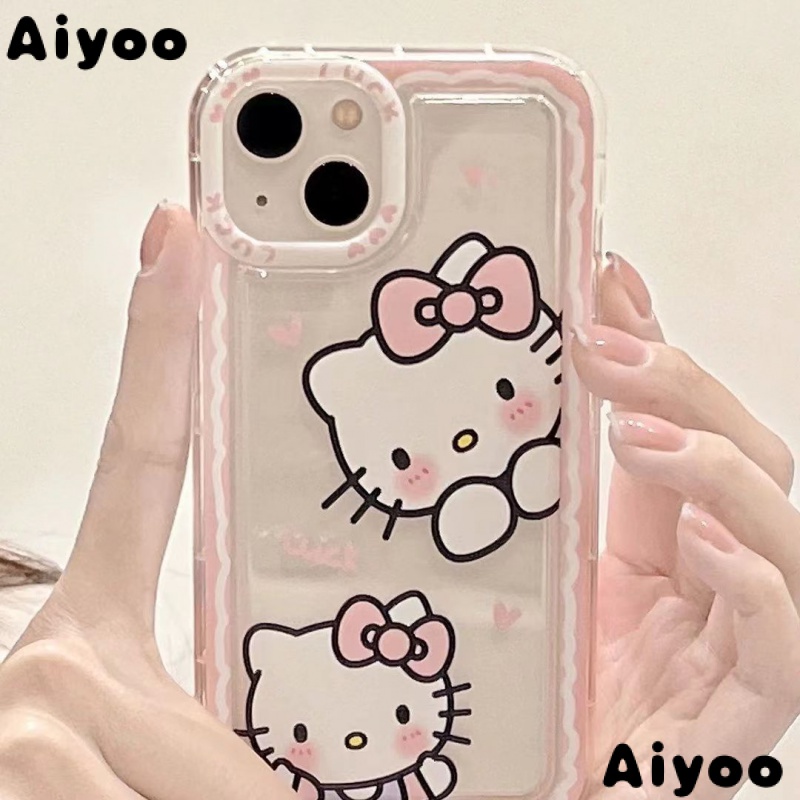 ✅Ốp Điện Thoại Mềm Chống Sốc Hình Mèo kitty Màu Hồng Cho iPhone 14 13promax 12 11 xr xs 7 8p 7VSF