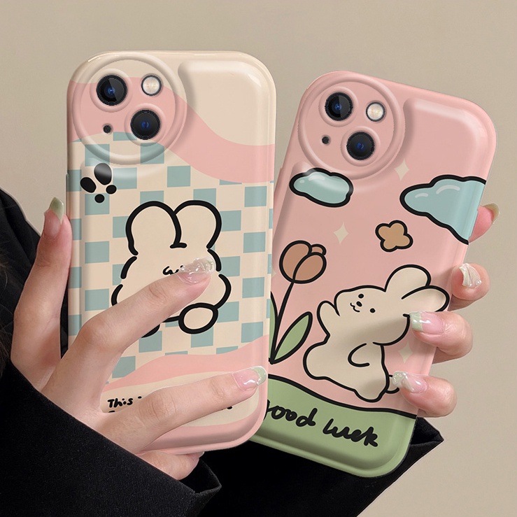 Thỏ dễ thương màu hồng ốp lưng điện thoại For REALME 5/5i/5S/6i 5PRO 7i/C17 8 4G/8PRO F11/A9 F11PRO F1S/A59 F5 F7/A3 NEO 9/A37 REALME 10 4G REALME 3 8i 9 4G/9 PRO PLUS REALME 9i REALME C11 REALME C15 REALME C2/A1K REALME C20/C11 2021/NARZO 50i A55 4G