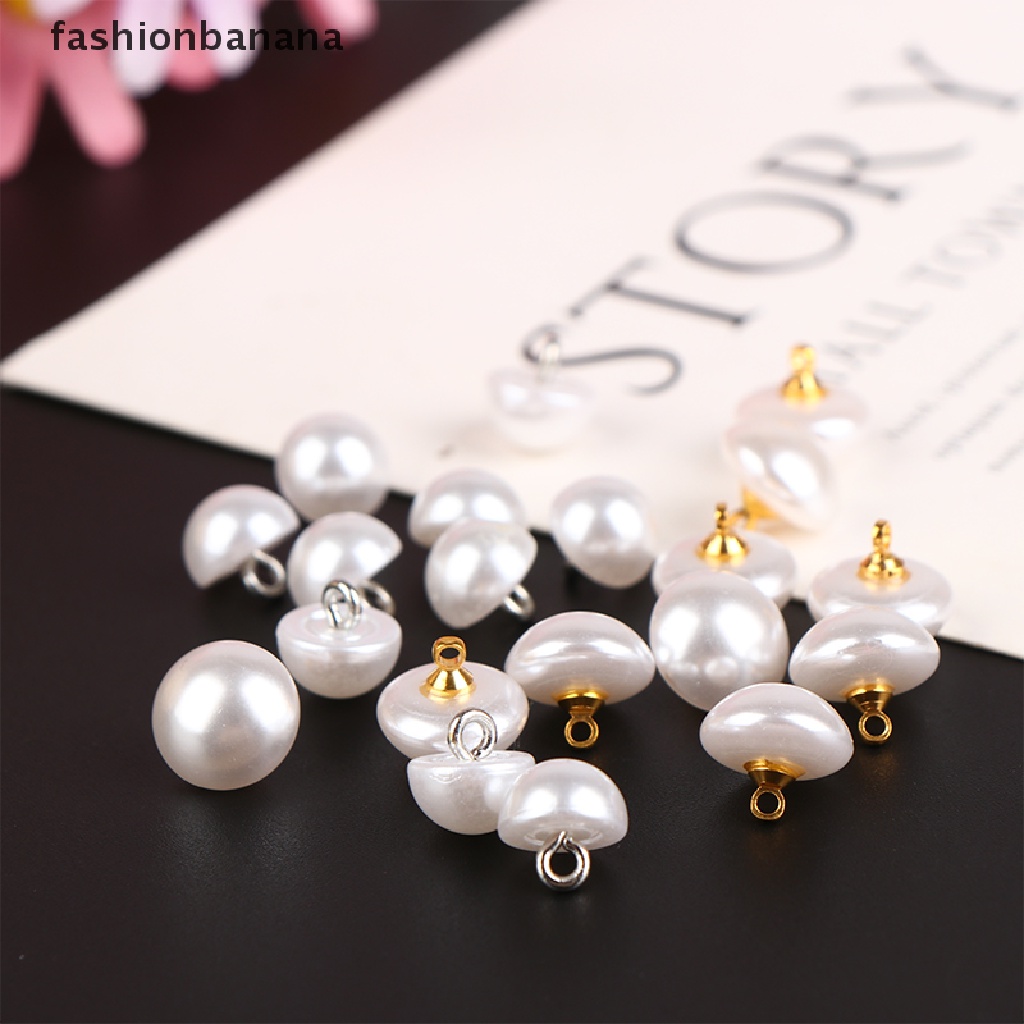 Set 10 Nút Nhựa Hình Nấm Đính Ngọc Trai Giả 10mm / 12mm Trang Trí Quần Áo DIY