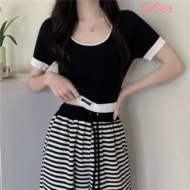 Áo Dệt Kim Dáng Rộng Kẻ Sọc Kiểu Retro Thời Trang Mùa Hè Cho Nữ