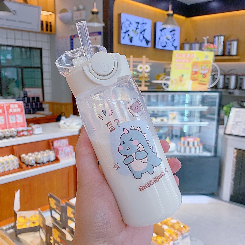 Bình nước cho bé đi học / Bình Nước cute 400ml Mini Dễ Thương Thân Thiện Với Môi Trường / bình nước có ống hút / bình nước nhựa