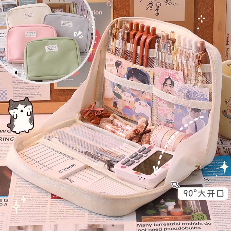 Túi Đựng Bút / Mỹ Phẩm Nhiều Ngăn Sức Chứa Lớn Tiện Dụng Cho Nữ