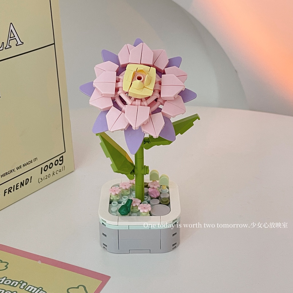 Đồ Chơi Lắp Ráp Chậu Hoa Dễ Thương Dùng Làm Quà Tặng Sinh Nhật