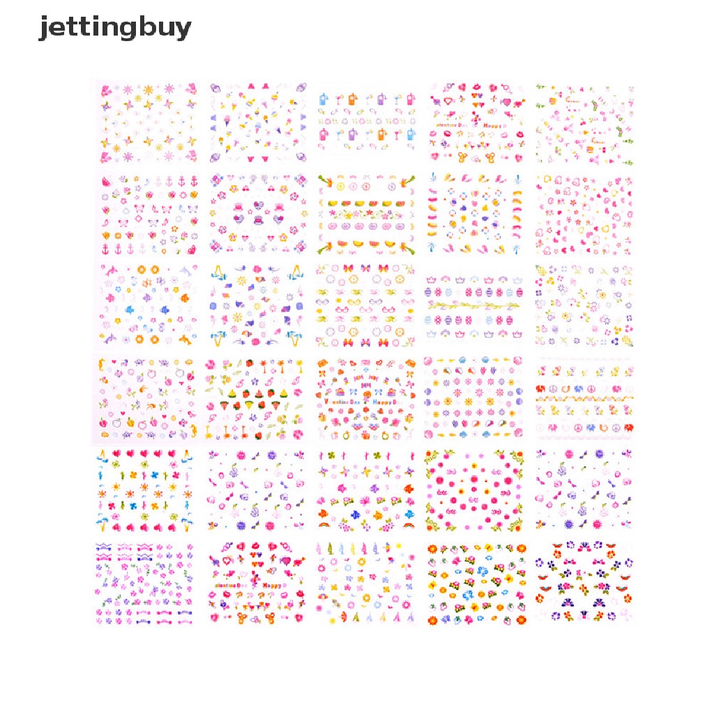 Bộ 5 Tấm Sticker Hoạt Hình Dán Trang Trí Móng Tay An Toàn Cho Bé