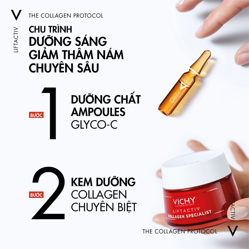 Bộ sản phẩm giảm thâm nám, đốm nâu và dưỡng da, ngừa lão hoá ban ngày Vichy Liftactiv Collagen Specialist