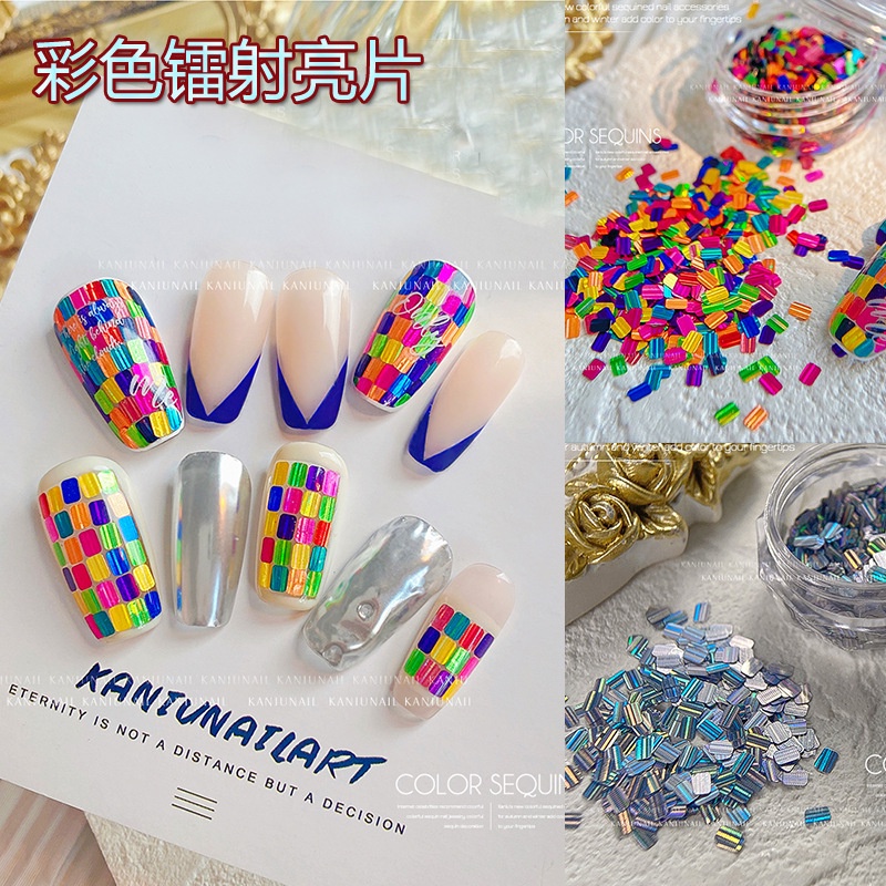 Miếng Dán Trang Trí Móng Tay Nhiều Màu Lấp Lánh Phong Cách Vintage